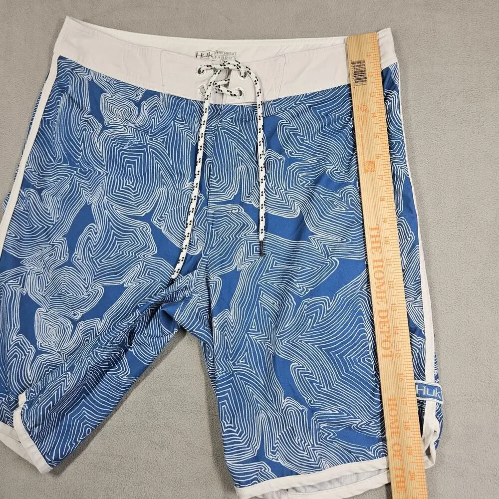 Huk Board Shorts Mens 32 Blue Performance Outdoors Fishing Hiking Swimming Beach